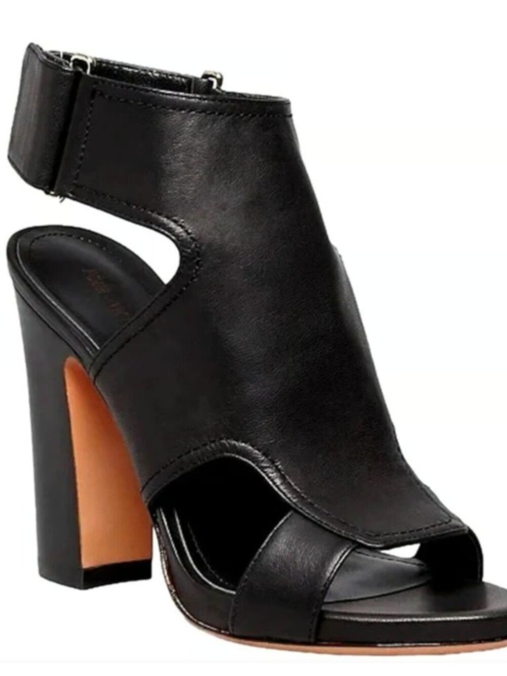 POUR LA VICTOIRE LEATHER CUT-OUT SANDALS WITH STACKED HEEL